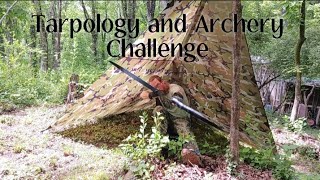 Tarpology and Archery   Plough Point  tarp shelter with Archery from a backpacker's chair