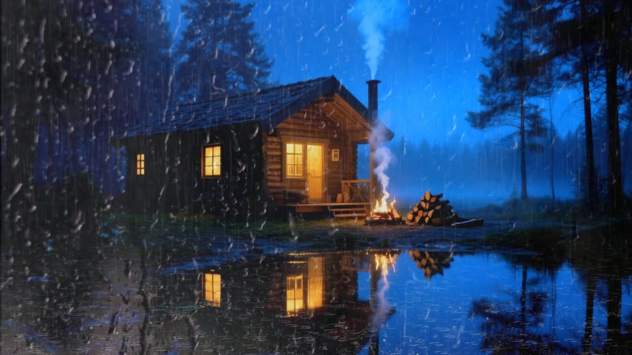 (No Ads) Cozy Rain at Night – Deep Sleep Cabin Ambience 🌧️🌙 - YouTube