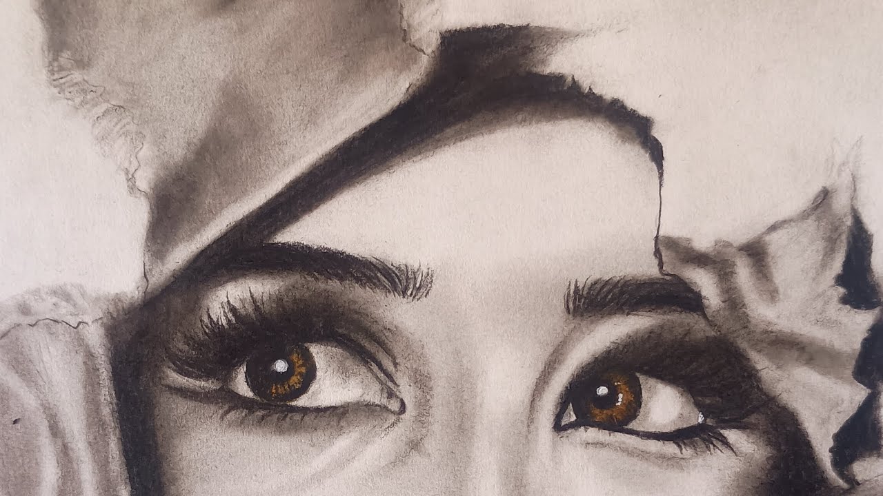 She's watching you/charcoal portrait Drawing 