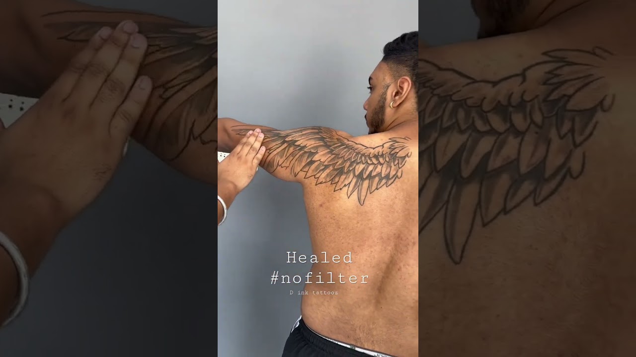 Back wings tattoo Healed
