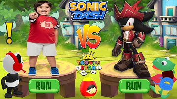 Tag with Ryan vs Sonic Dash Captain Shadow the black Hedgehog vs Combo Panda All Characters Unlocked