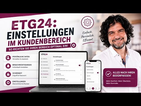 ETG24 Anleitung: Benachrichtigungen, Passwort, Sprache und Profil anpassen