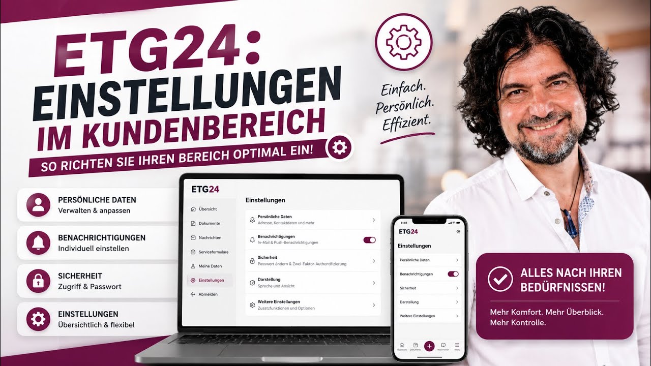 ETG24 Anleitung: Benachrichtigungen, Passwort, Sprache und Profil anpassen