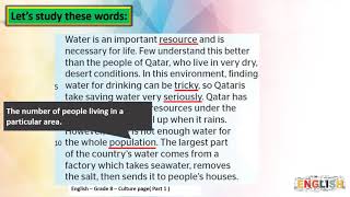 Grade 8   English   Module 8  Reading & Vocabulary   Culture page 1