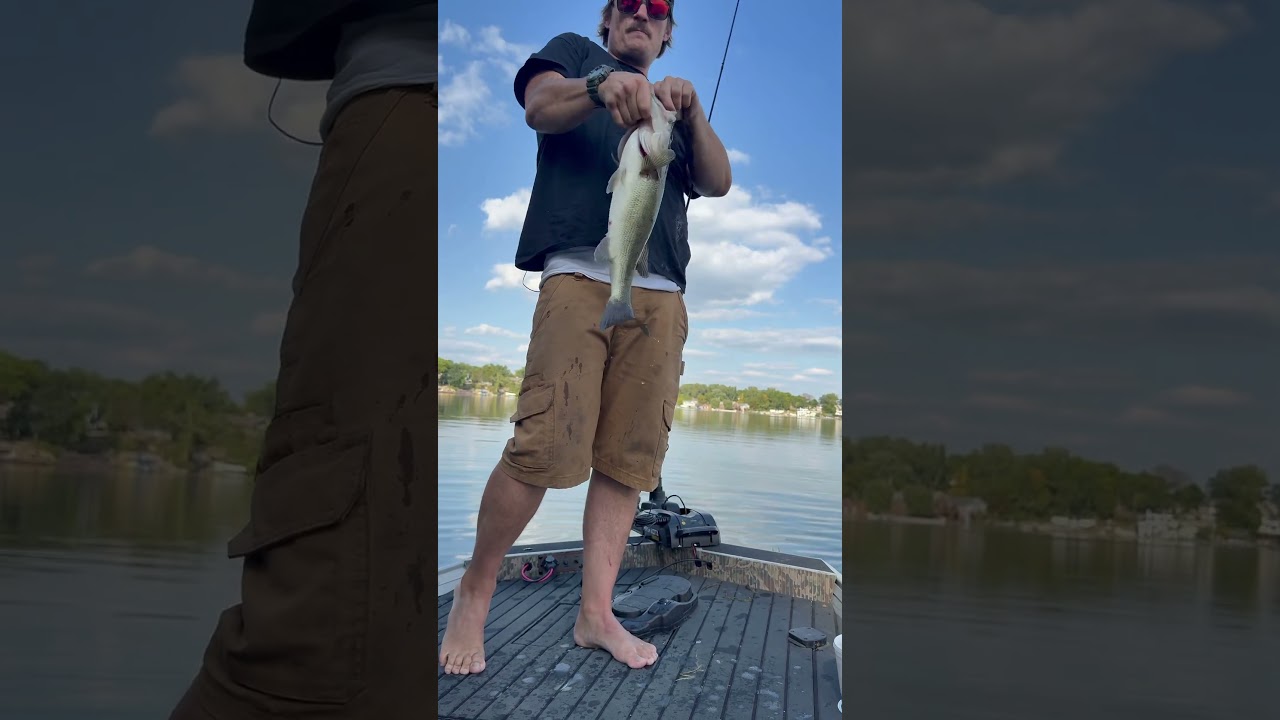 Fall bass fishing with a strike king jig. 