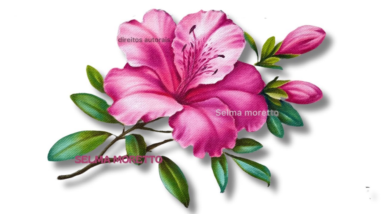 Pintando Azaleia em tecido