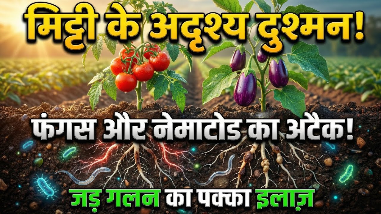 “मिट्टी के अदृश्य दुश्मन! फंगस और नेमाटोड से फसल बचाने का 100% वैज्ञानिक तरीका | जड़ गलन का इलाज़”