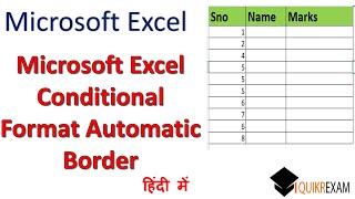 Microsoft Excel Conditional Format Automatic Border