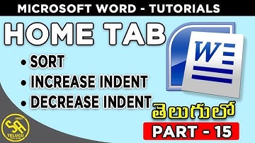 MS WORD Tutorials in Telugu Part 15 ||Sort, Increase Indent, Decrease Indent in Home Tab