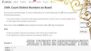 Count Distinct Numbers on Board || Leetcode Contest Solution [FREE][C++]
