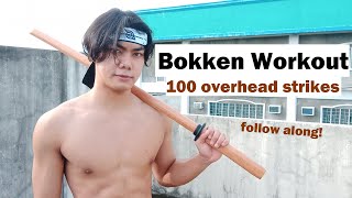 Bokken home workout - 100 shomen-uchi / overhead strike | Suburi training screenshot 5