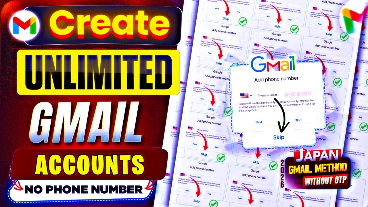 Create unlimited Gmail Account Without Phone Number Verification 2026 | unlimited Gmail ids