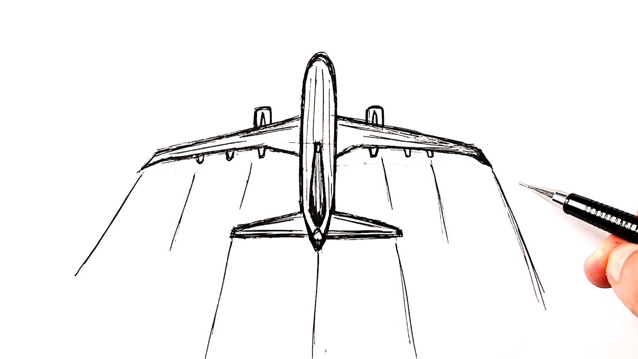 Simple line drawing of an airplane - honnational