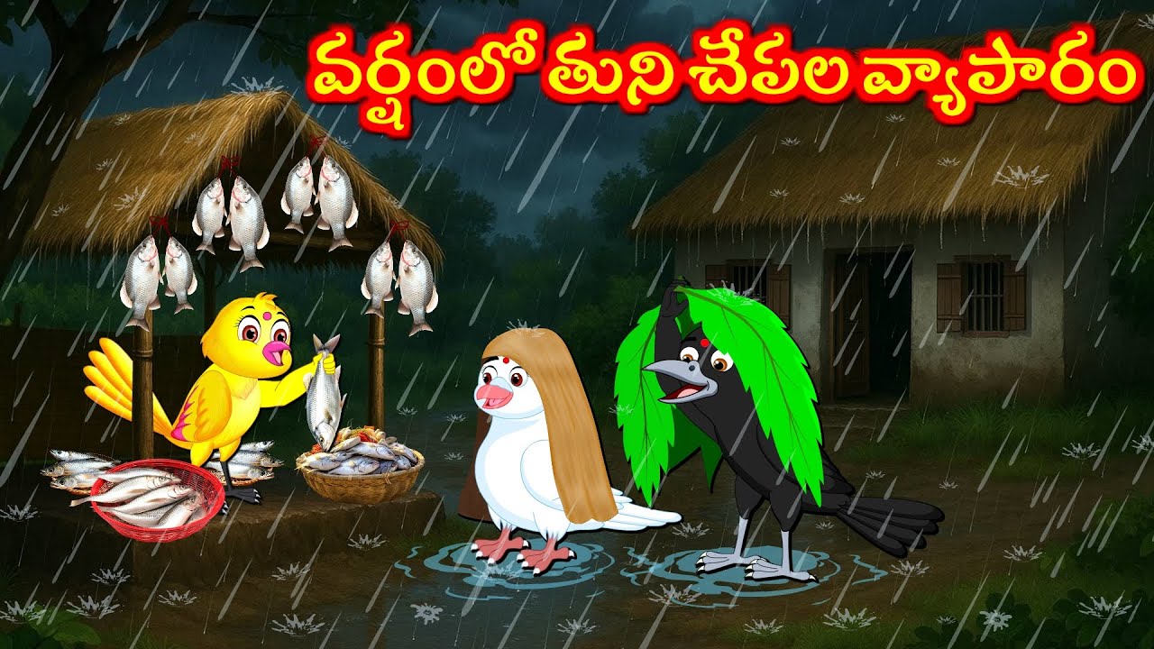 వర్షంలో తుని చేపల వ్యాపారం Telugu Moral Stories | Best Birds Stories Telugu | Telugu Kathalu