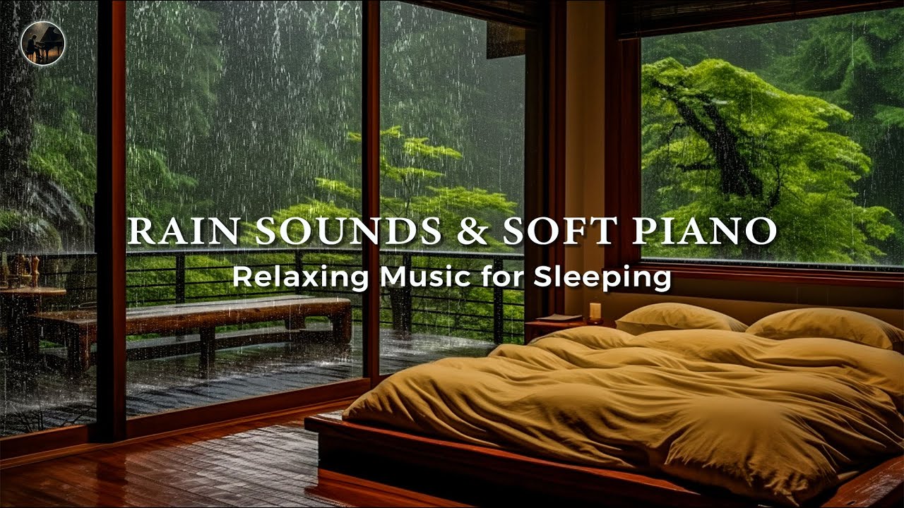 3 Hours Relaxing Piano Music + Rain Sounds for Sleeping 🎶 Rain Outside ...