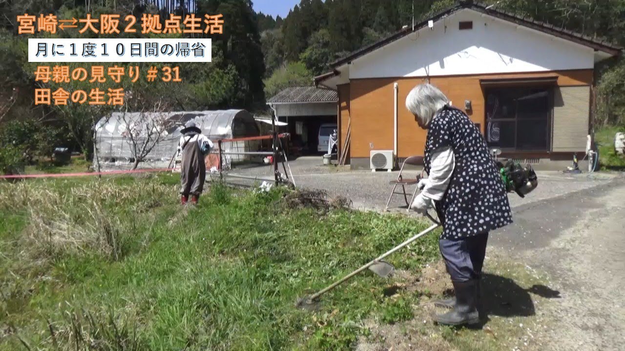 ２拠点生活＃31　【母親７８歳の１日】　耕作放棄地の草刈　冷や汁　田舎の暮らし
