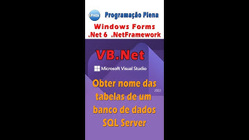 Ler o nome das tabelas de um banco de dados SQL Server com VB.Net. Visual Studio 2022/ 2019