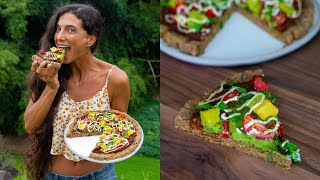 BEST RAW VEGAN PIZZA RECIPE!  Deep Dish with Marinara, Pesto & Cheese!  FullyRaw