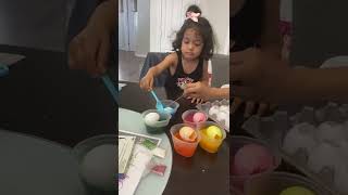 Painting Easter eggs with Mia and Emma