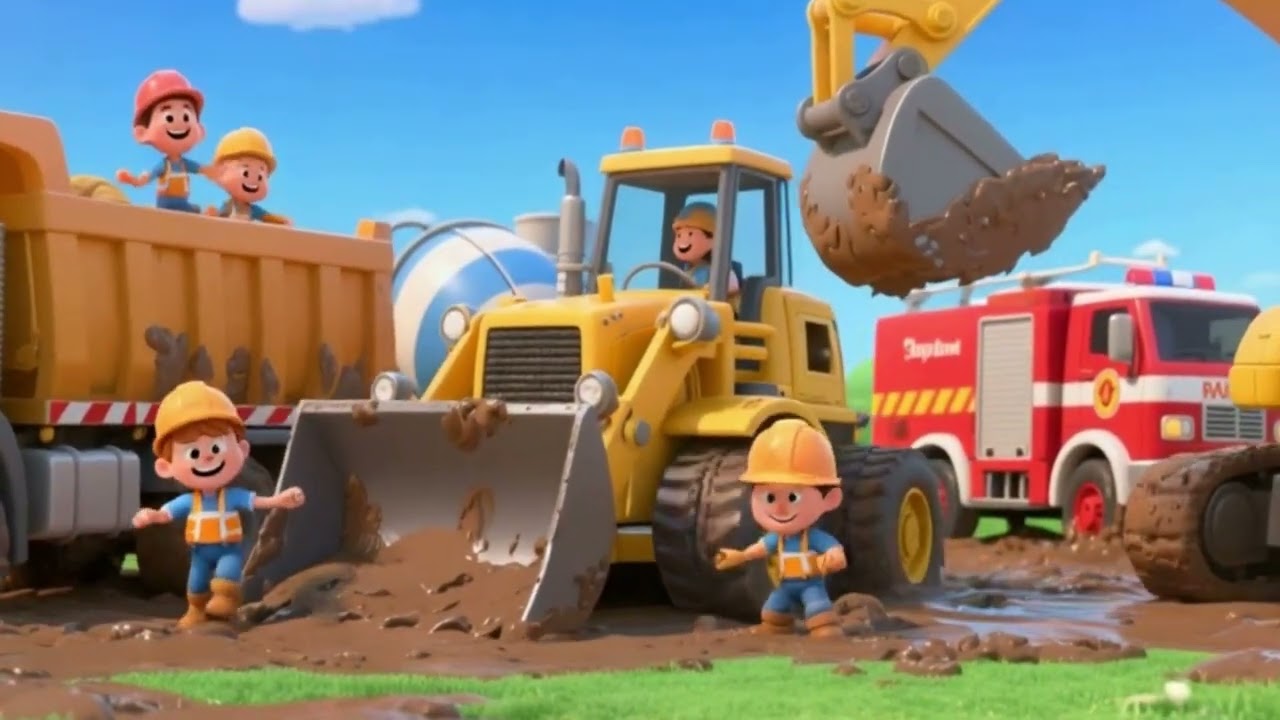 Muddy Adventures with Cartoon Trucks | Kids Music Video