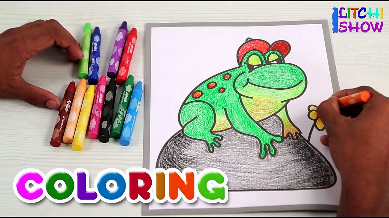 Coloring with Crayons, Coloring the Frog with Crayons