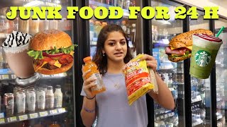EATING JUNK FOOD FOR 24 HOURS CHALLENGE !