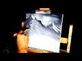 Black and white mountain simple painting for beginner