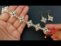 Simple Diamond Beaded Bracelet//Bracelet & Earrings//Jewelry Making// Useful & Easy
