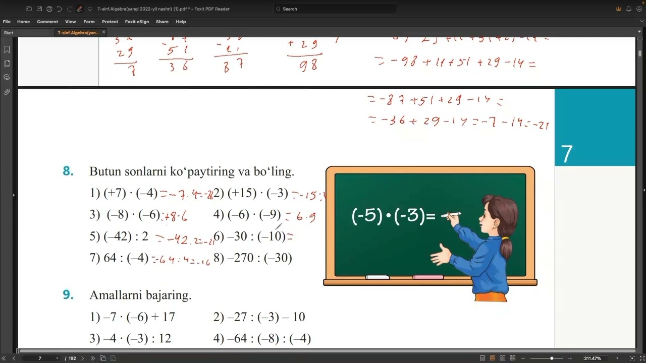 6-sinfda o'tilganlarni tskrorlash ( Matematika 7: 1-mavzu) | Matholiqov Botirali