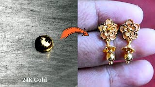 Pure Gold Earrings Making | Learn how to make this | 24K Gold Jewellery Making - Gold Smith Jack