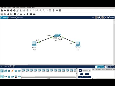 How to set up a simple network in CISCO Packet Tracer - Switch and 2 PCs
