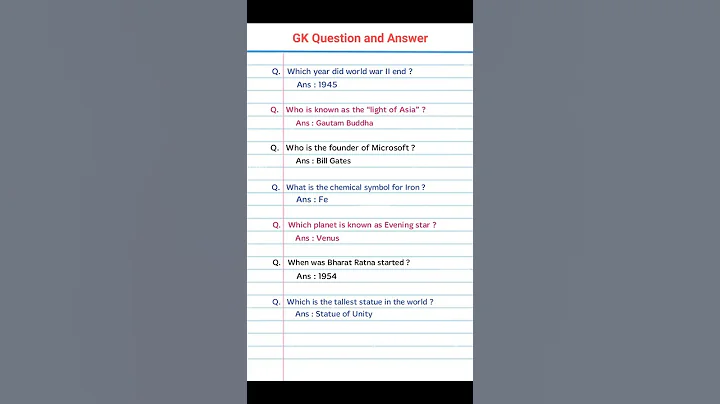 GK questions and answers #gkquestion #generalknowledge #billgates #microsoft #statueofunity#worldwar