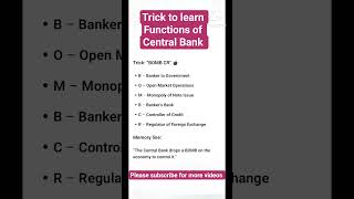 Learn RBI Functions in 30seconds | Exam Trick #banking #tricks #ytshorts #commercestudents