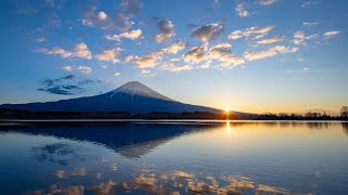 【4Kタイムラプス】朝の田貫湖と富士山