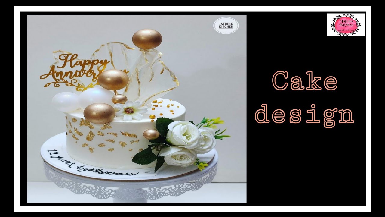 Cake decorationButtercream cake design with rice paper sail & non edible ball, flowers YouTube