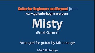 Misty (from the Movie "Play Misty for me") - Fingerstyle Guitar Lesson. chords sheet