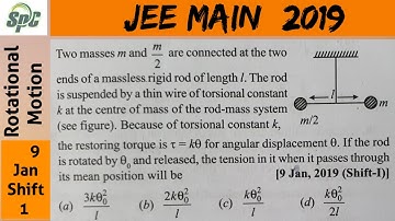 Two masses m and m/2 are connected at the two ends of a massless rigid rod of length l . The rod is