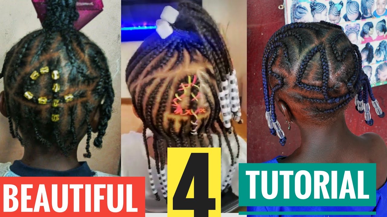 How to braid numbers in hair [Number 4] Little Girl Hairstyles Black