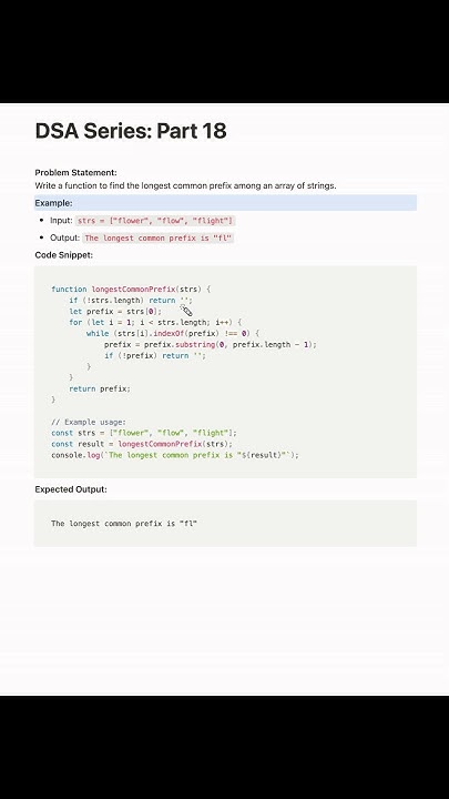 Master the longest common prefix problem in JavaScript! 🚀 #shorts# ...