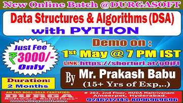 Data Structures & Algorithms with PYTHON Online Training @ DURGASOFT