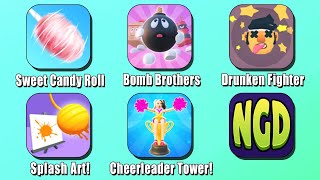 Sweet Candy Roll, Bomb Brothers, Drunken Fighter, Splash Art!, Cheerleader Tower! | New Games Daily screenshot 4