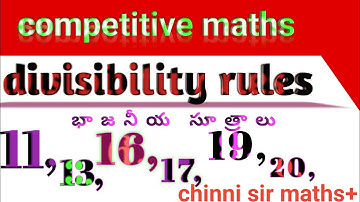 Important divisibility rules 11,13,16,17,19,20 for competitive exam