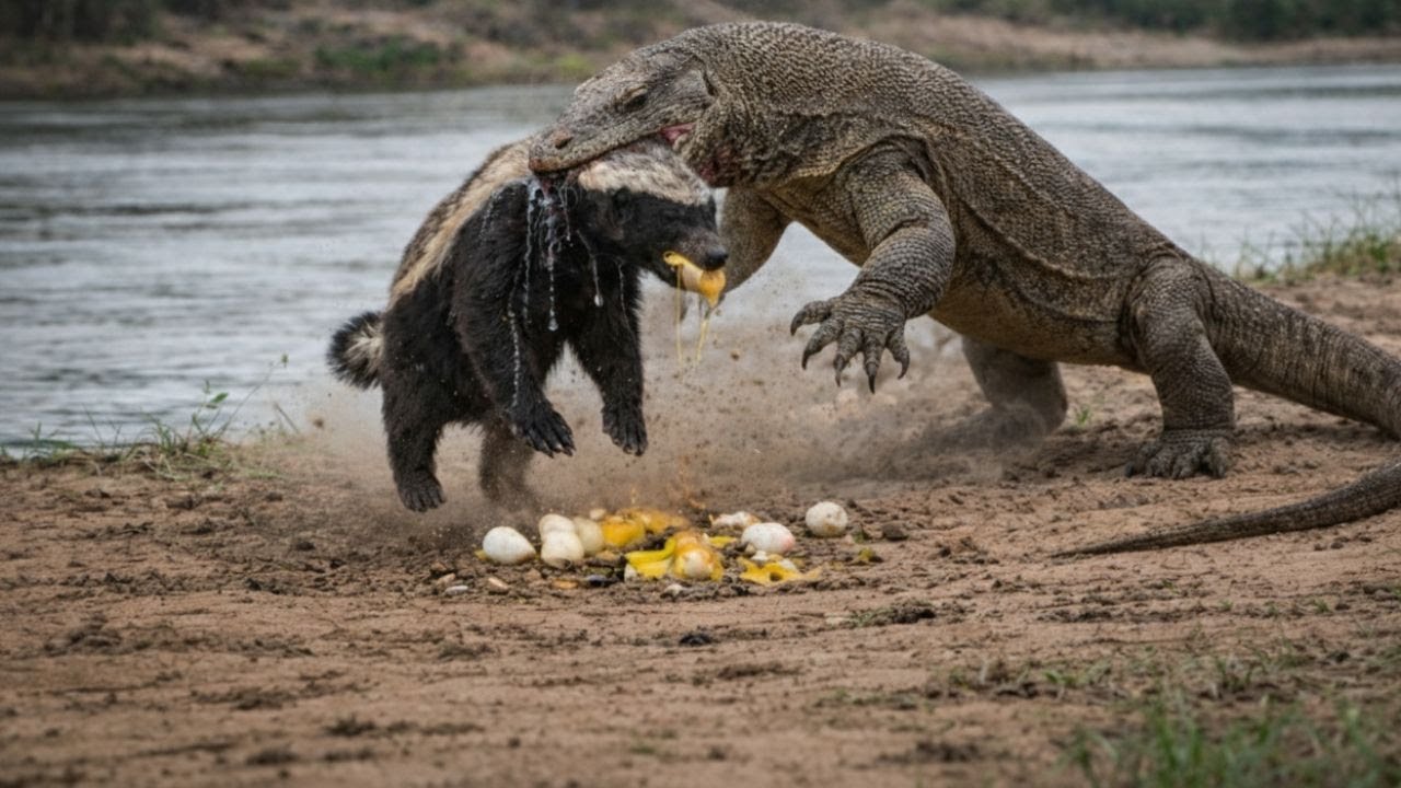 WILDLIFE Battle Fearless Honey Badger vs Komodo Dragon – Brutal Survival Fight