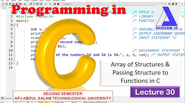 Array of Structures and Passing Structures to Functions | Programming in C - Lecture 30