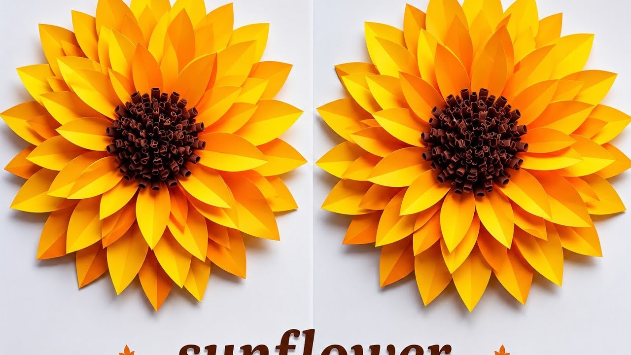 Flower making with paper easy and beautiful || sunflowers making ...