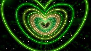 Love Heart💚💛Animation Video | Neon Heart Background Video | Tunnel Heart Background