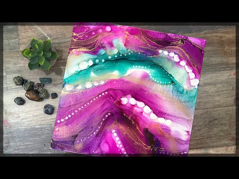 Alcohol Ink Painting on Canvas: Blush, Purple Mauve & Wild Plum