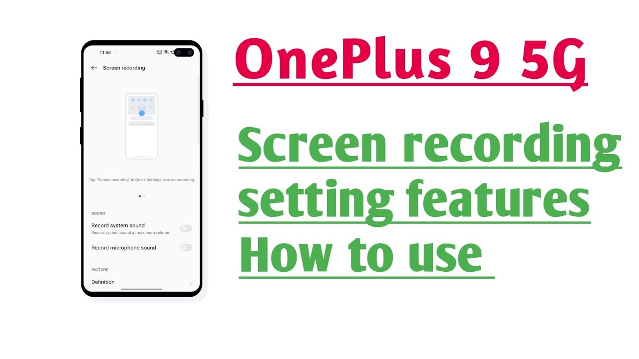 OnePlus 9 5G Screen recording setting features How to use