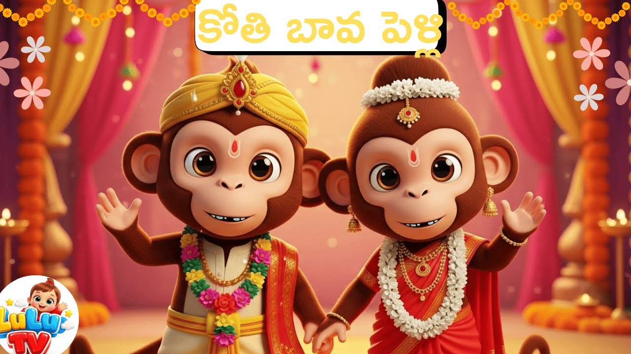 Kothi Bava Ku Pellanta | Telugu Rhymes for Kids | Monkey Wedding Song | 3D Cartoon Animation
