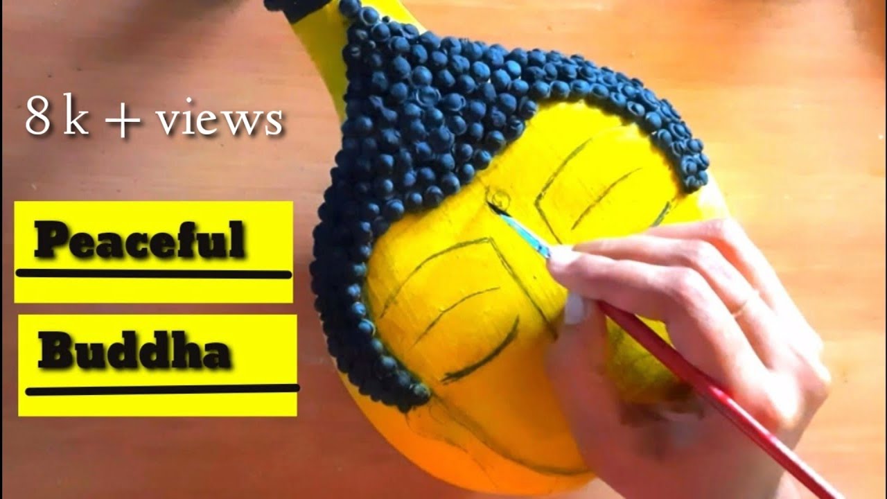 Buddha Face /Bottle Art Design/ Buddha Clay modelling